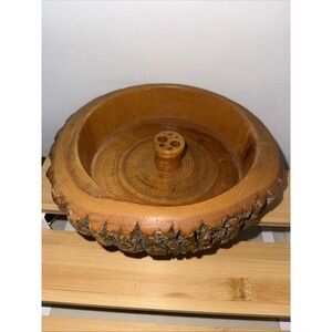 Vintage Wood Nut Cracking Bowl W Natural Tree Bark